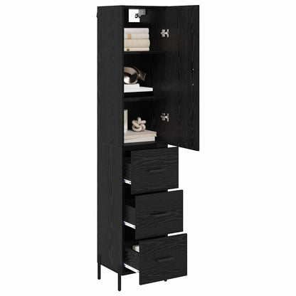 Highboard 34.5x34x180 cm Engineered Wood 3 Drawers Black oak