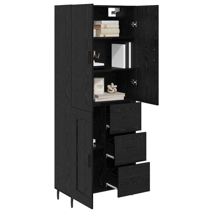 Highboard 69.5x34x180 cm Engineered Wood 1 Wood Door 3 Drawers Black oak