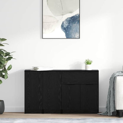 Sideboards 3 pcs Engineered Wood Black oak
