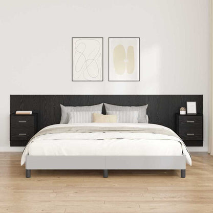 Bed Headboard with Cabinets Engineered Wood Two Drawers Black oak