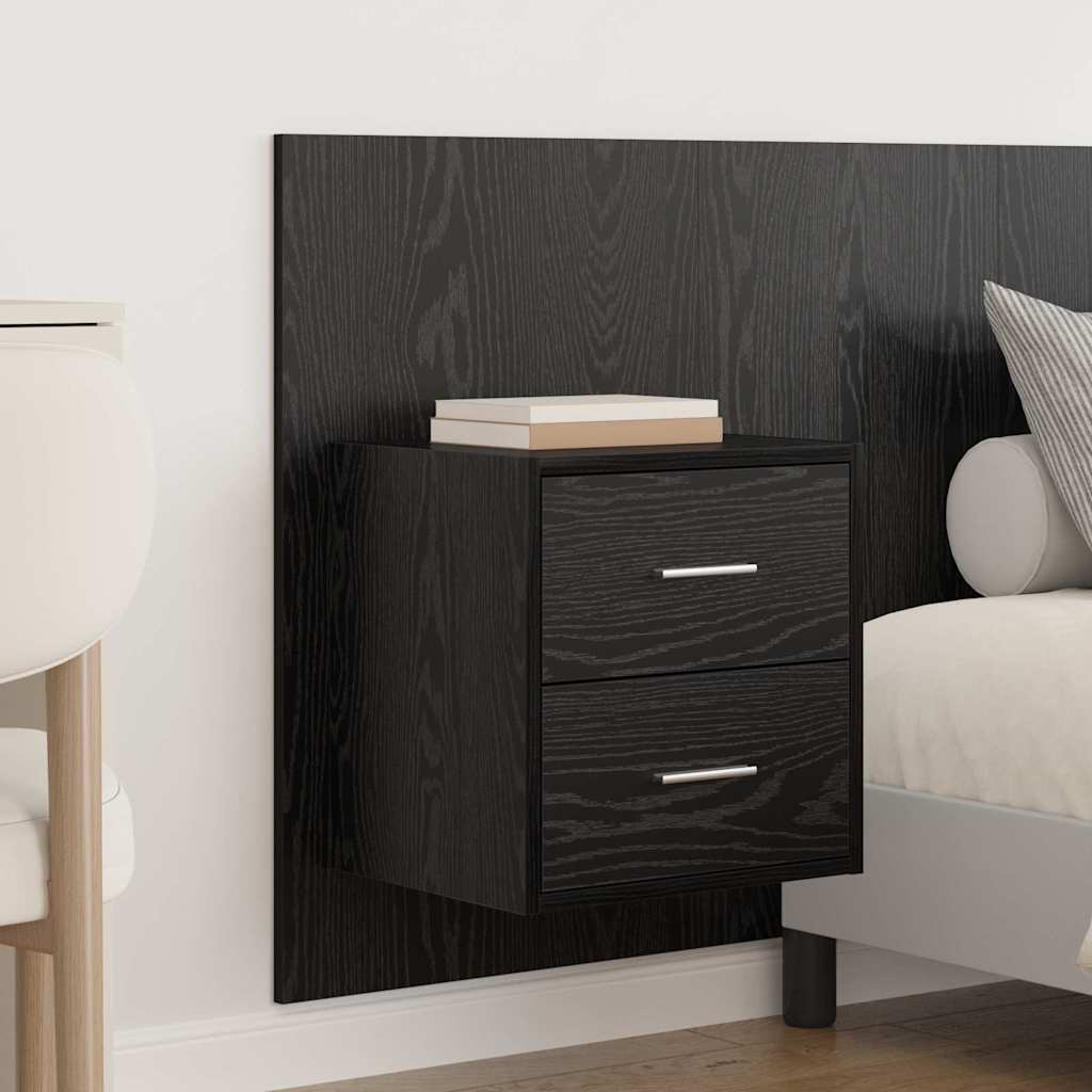 Bed Headboard with Cabinets Engineered Wood Two Drawers Black oak