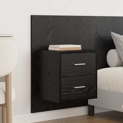 Bed Headboard with Cabinets Engineered Wood Two Drawers Black oak