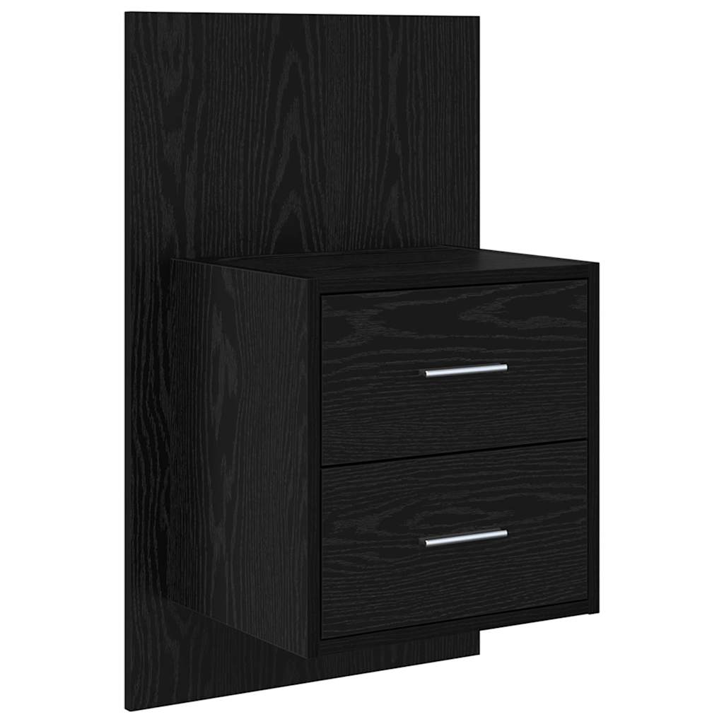 Bed Headboard with Cabinets Engineered Wood Two Drawers Black oak