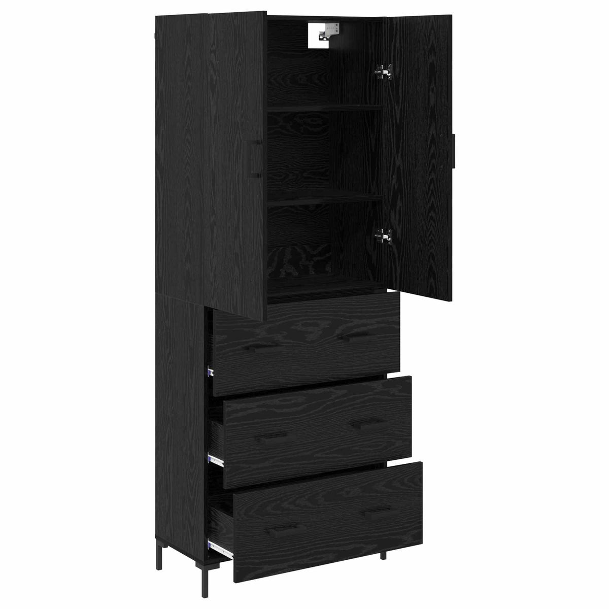 Highboard 69.5x34x180 cm Engineered Wood 3 Drawers Black oak