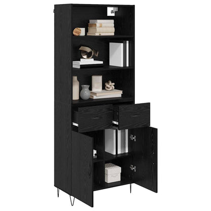 Highboard 69.5x34x180 cm Engineered Wood 2 Doors 2 Drawers Black oak
