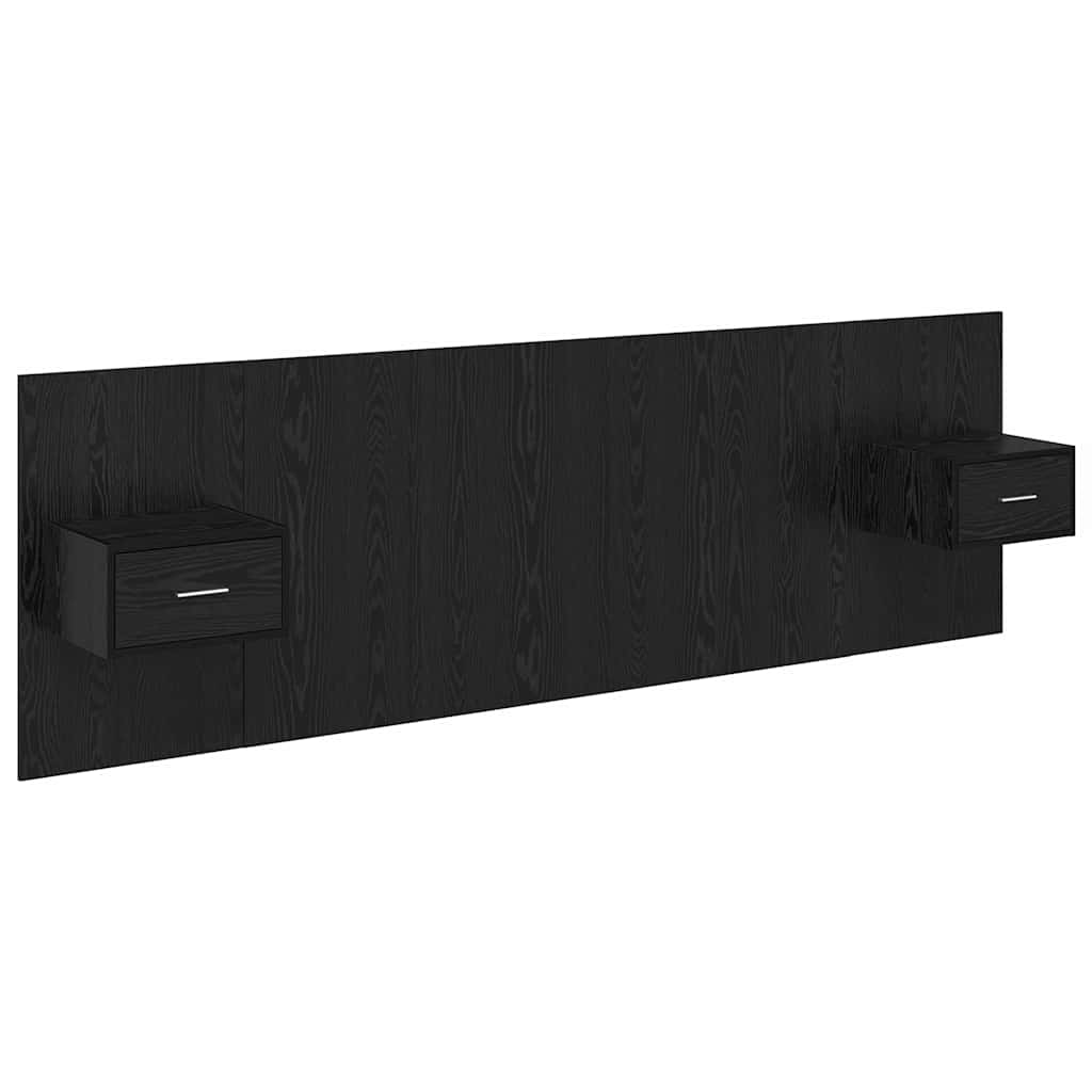 Bed Headboard with Cabinets Engineered Wood One Drawer Black oak