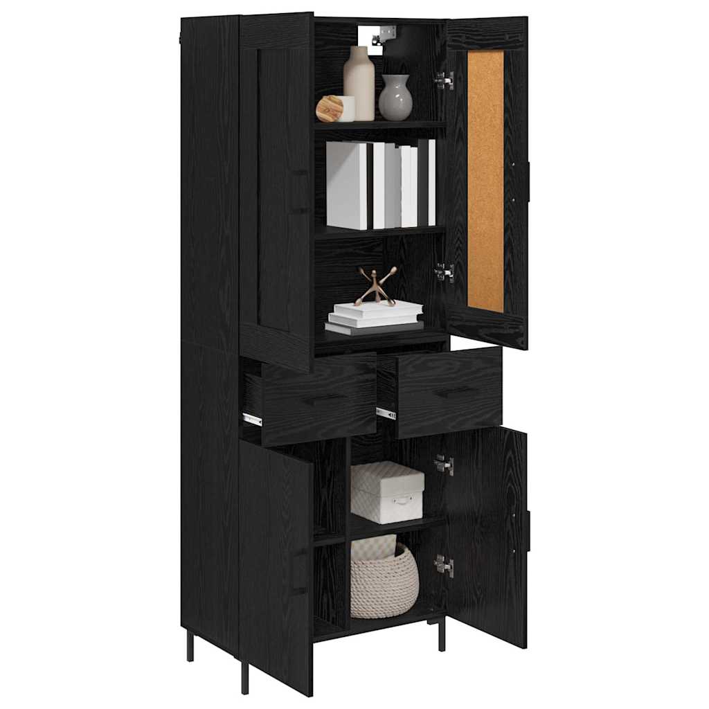 Highboard 69.5x34x180 cm Engineered Wood 2 Doors 2 Drawers Black oak