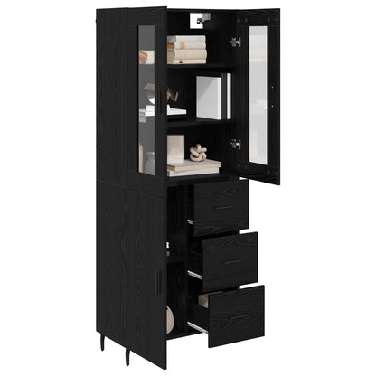 Highboard 69.5x34x180 cm Engineered Wood 1 Door 3 Drawers Black oak