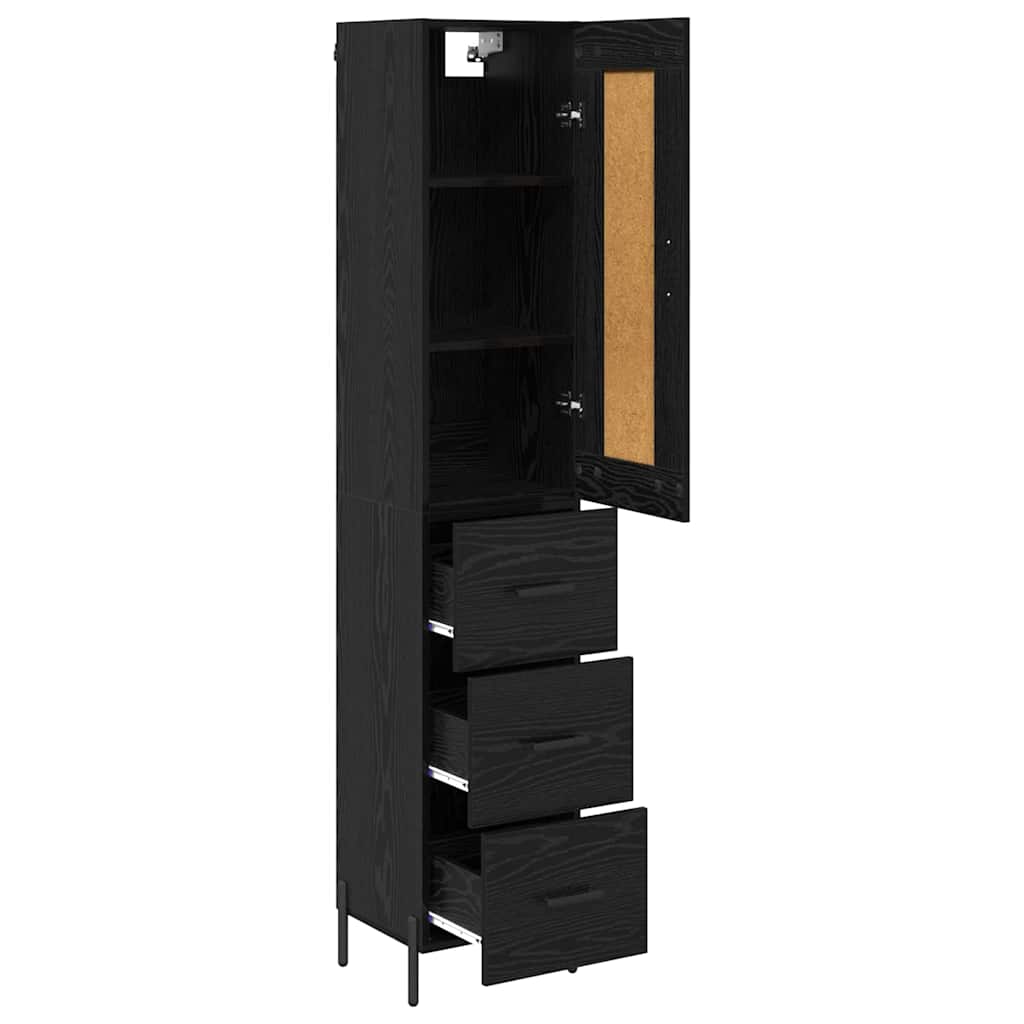 Highboard 34.5x34x180 cm Engineered Wood 3 Drawers Black oak