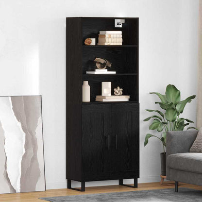 Highboard 69.5x34x180 cm Engineered Wood 2 Wood Doors Black oak