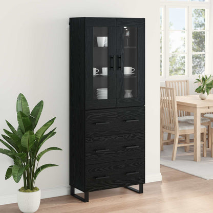 Highboard 69.5x34x180 cm Engineered Wood 3 Drawers Black oak