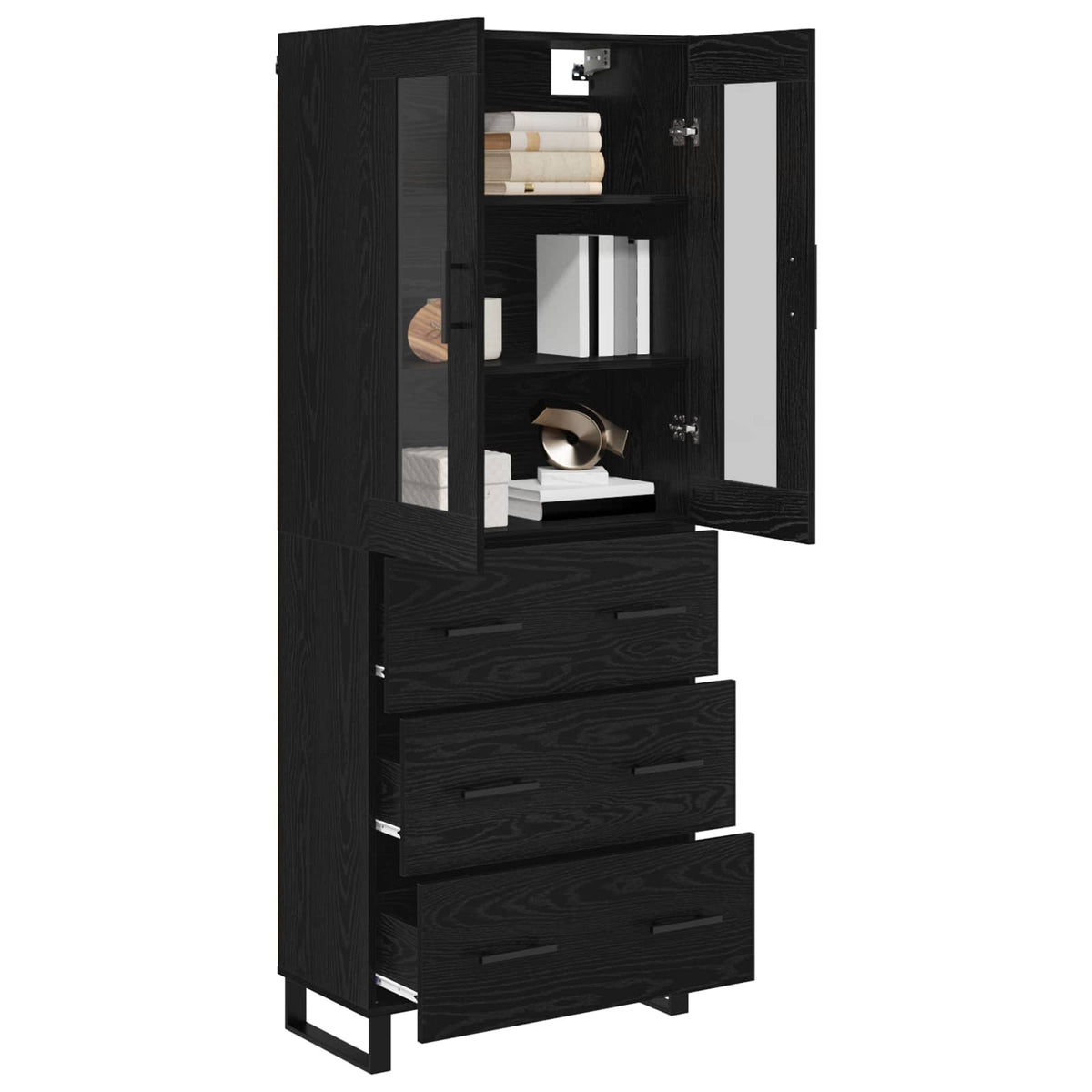 Highboard 69.5x34x180 cm Engineered Wood 3 Drawers Black oak