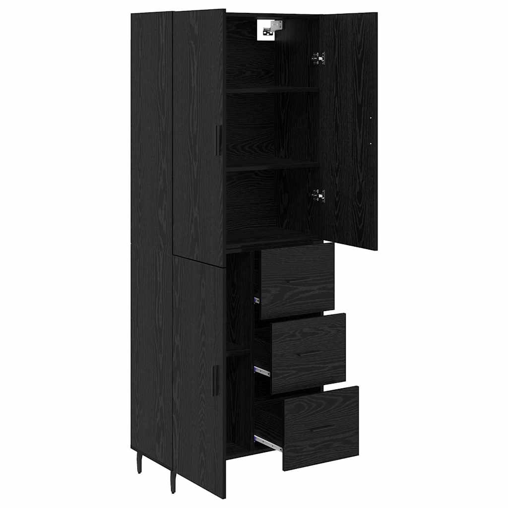 Highboard 69.5x34x180 cm Engineered Wood 1 Door 3 Drawers Black oak