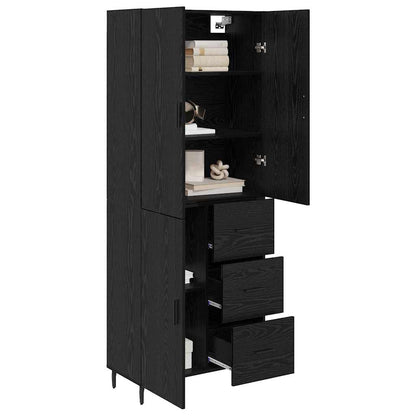 Highboard 69.5x34x180 cm Engineered Wood 1 Door 3 Drawers Black oak