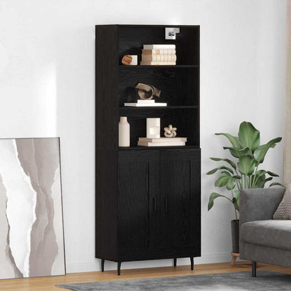 Highboard 69.5x34x180 cm Engineered Wood 2 Wood Doors Black oak