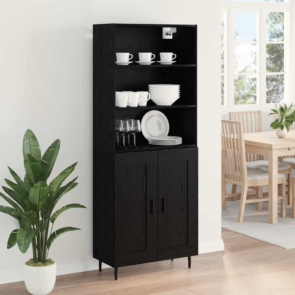 Highboard 69.5x34x180 cm Engineered Wood 2 Wood Doors Black oak