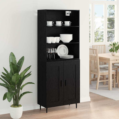 Highboard 69.5x34x180 cm Engineered Wood 2 Wood Doors Black oak