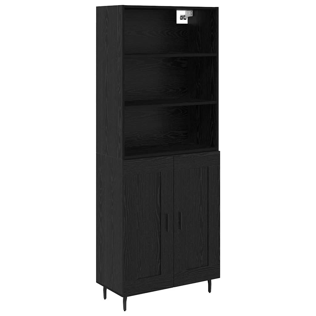 Highboard 69.5x34x180 cm Engineered Wood 2 Wood Doors Black oak