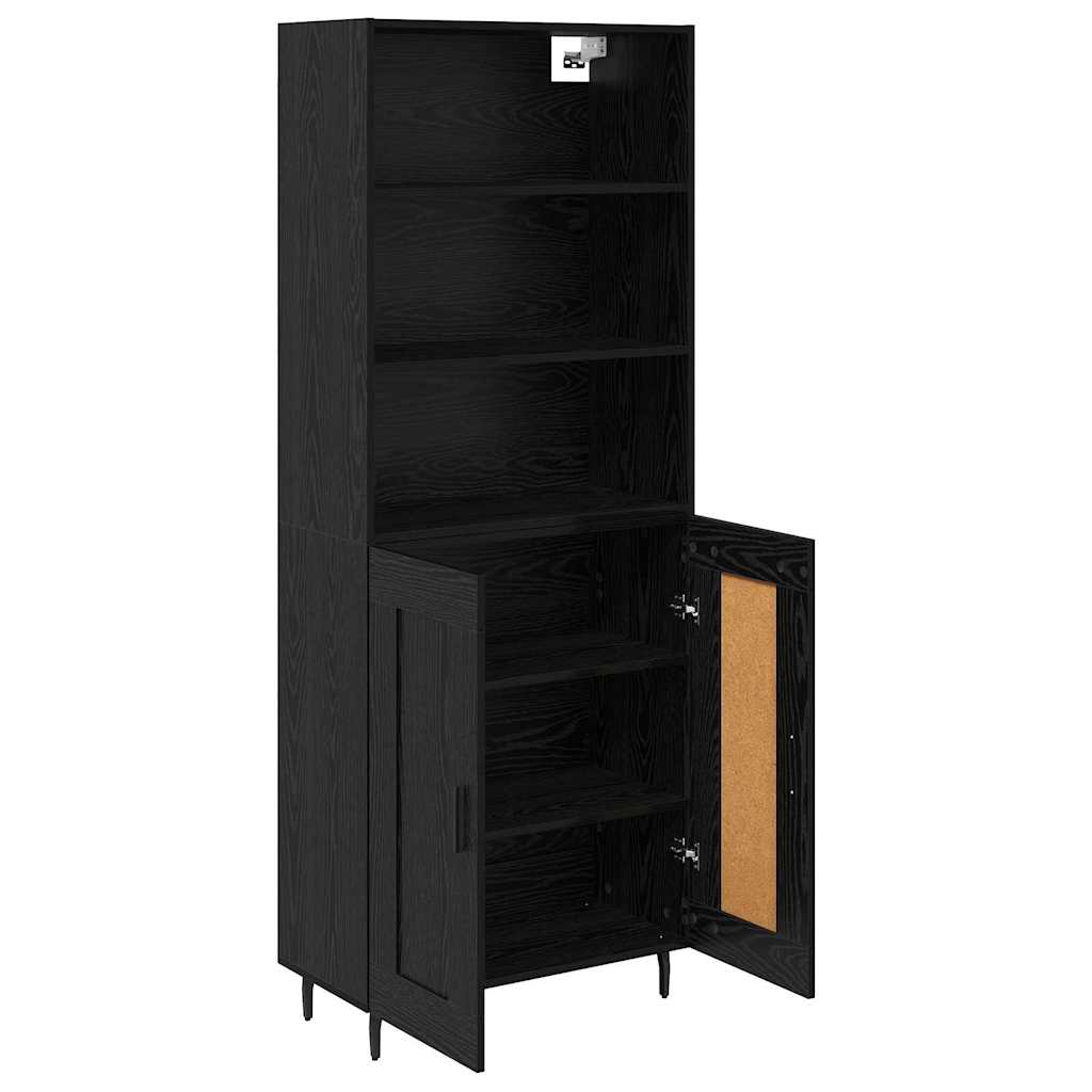 Highboard 69.5x34x180 cm Engineered Wood 2 Wood Doors Black oak