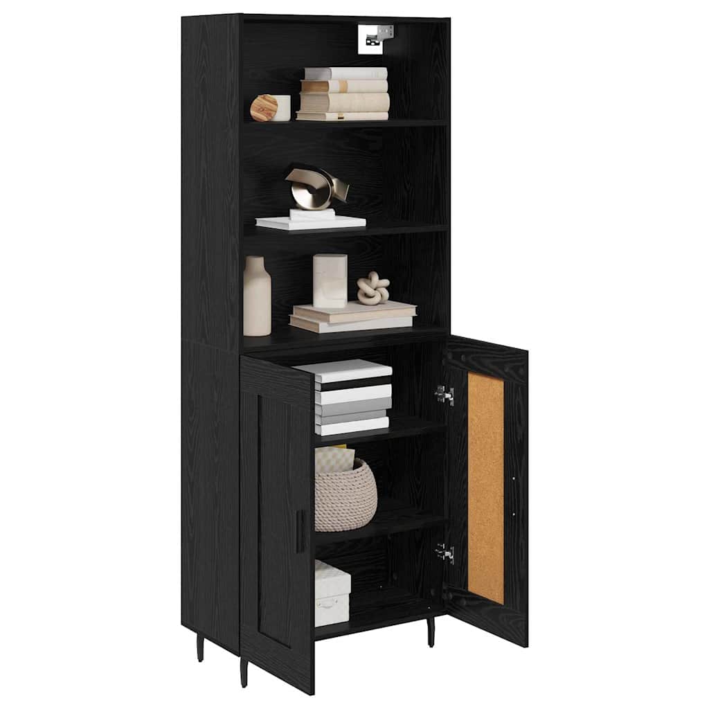 Highboard 69.5x34x180 cm Engineered Wood 2 Wood Doors Black oak