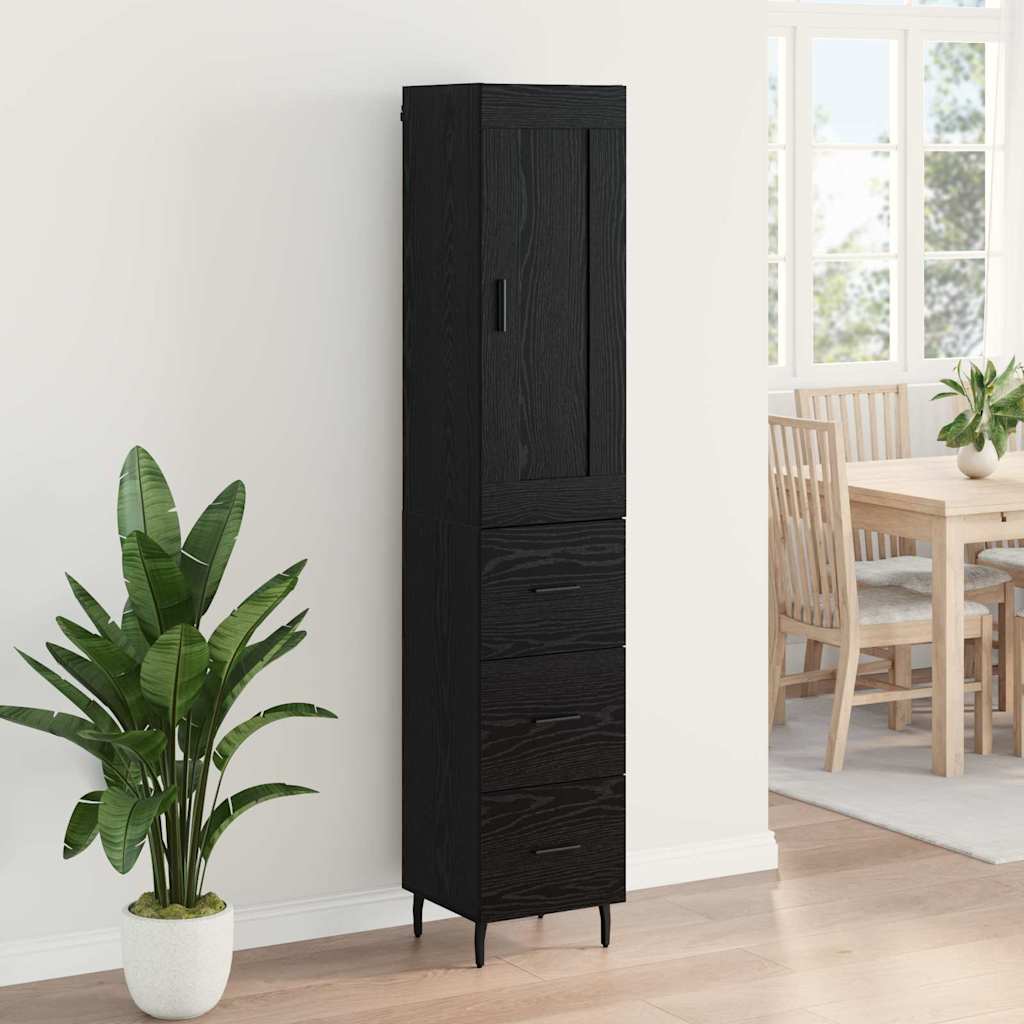 Highboard 34.5x34x180 cm Engineered Wood 3 Drawers Black oak