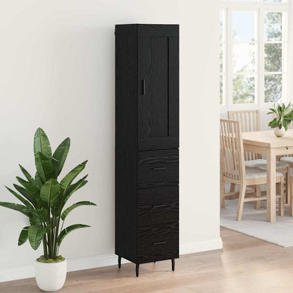 Highboard 34.5x34x180 cm Engineered Wood 3 Drawers Black oak