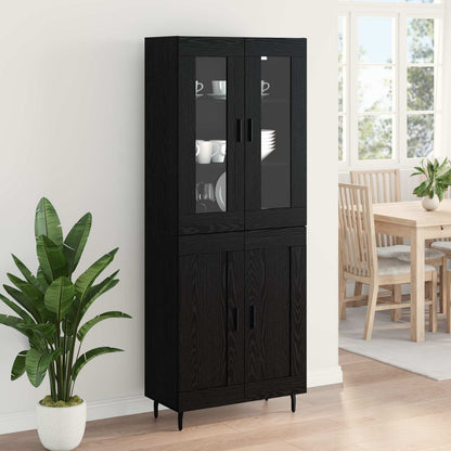Highboard 69.5x34x180 cm Engineered Wood 2 Wood Doors Black oak