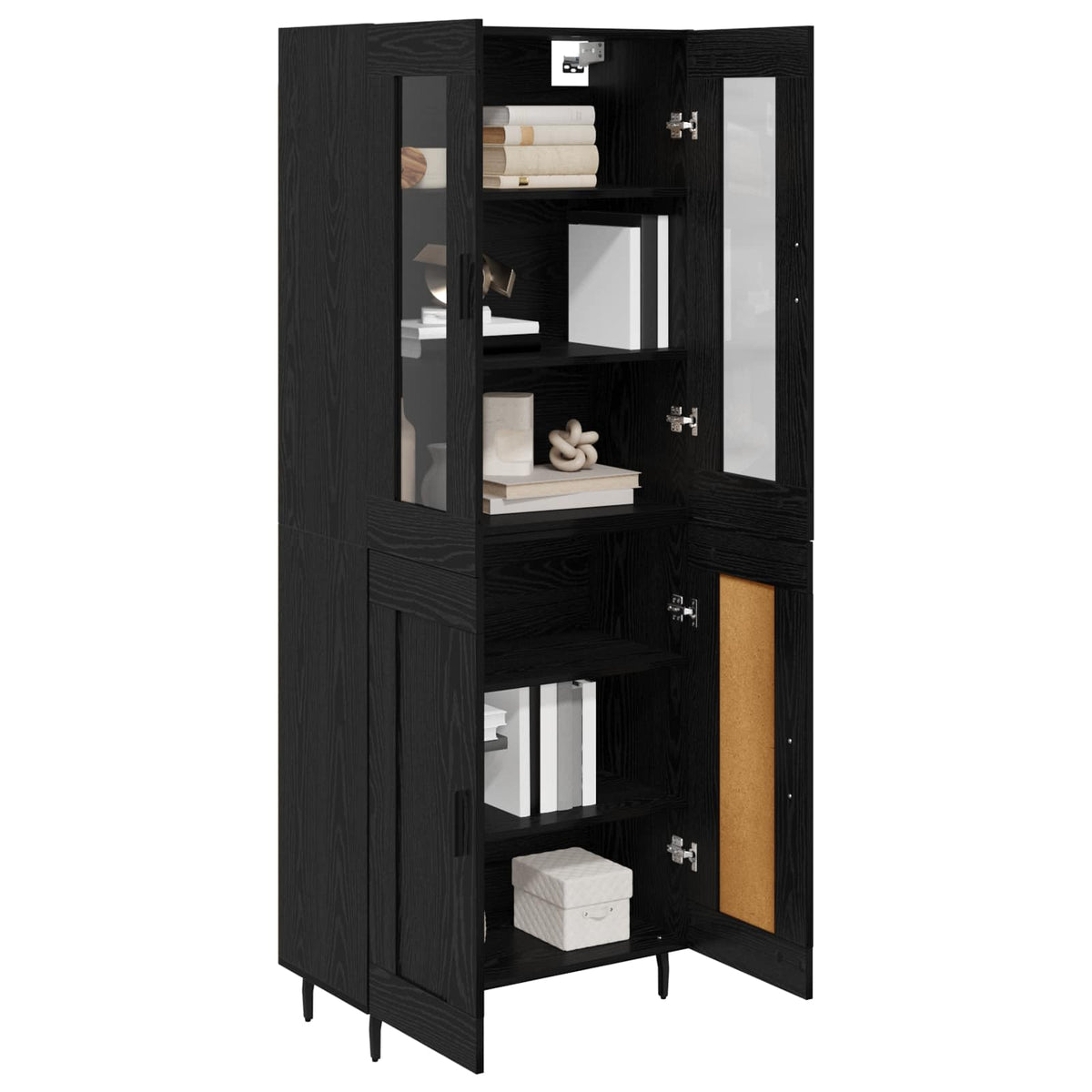 Highboard 69.5x34x180 cm Engineered Wood 2 Wood Doors Black oak
