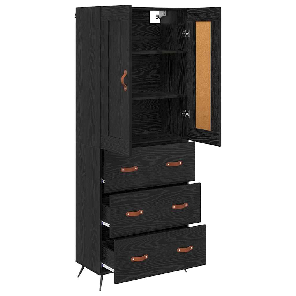 Highboard 69.5x34x180 cm Engineered Wood 3 Drawers Black oak