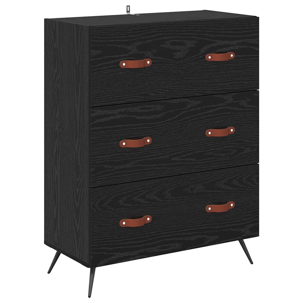 Highboard 69.5x34x180 cm Engineered Wood 3 Drawers Black oak