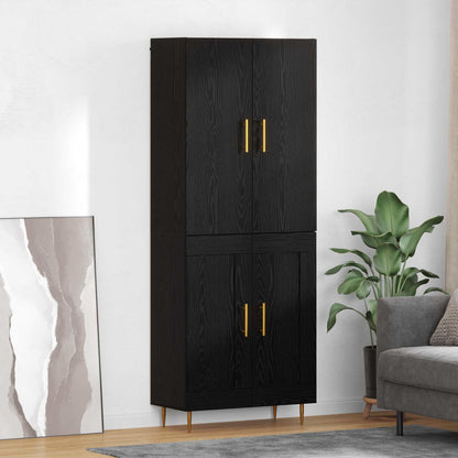 Highboard 69.5x34x180 cm Engineered Wood 2 Wood Doors Black oak