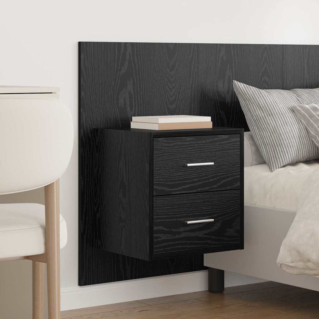 Bed Headboard with Cabinets Engineered Wood Two Drawers Black oak