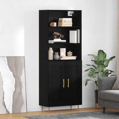 Highboard 69.5x34x180 cm Engineered Wood 2 Wood Doors Black oak