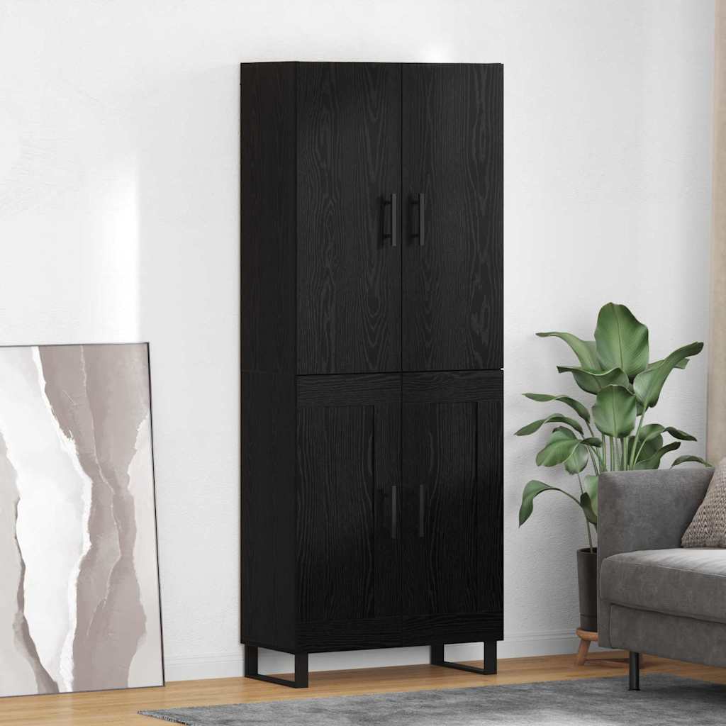 Highboard 69.5x34x180 cm Engineered Wood 2 Wood Doors Black oak