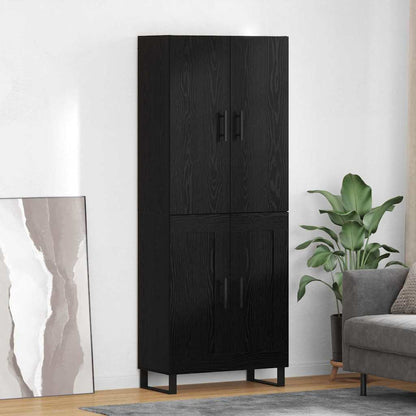 Highboard 69.5x34x180 cm Engineered Wood 2 Wood Doors Black oak