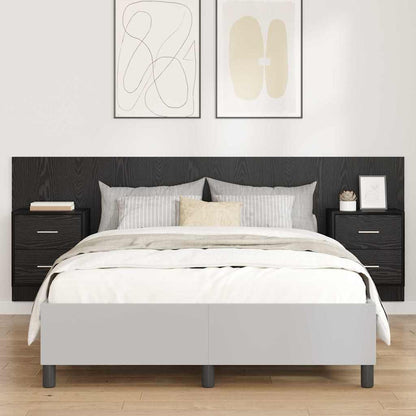 Bed Headboard with Cabinets Engineered Wood Two Drawers Black oak