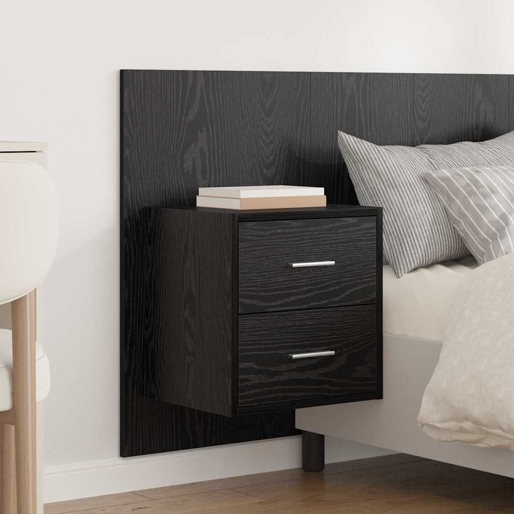 Bed Headboard with Cabinets Engineered Wood Two Drawers Black oak