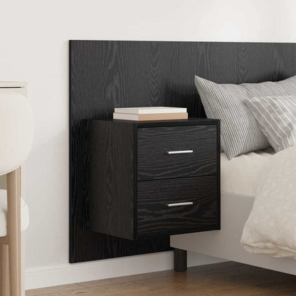 Bed Headboard with Cabinets Engineered Wood Two Drawers Black oak