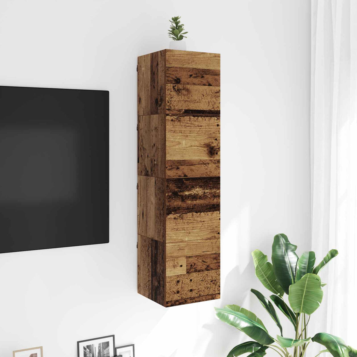 Wall-mounted TV Cabinet Set 30.5x30x30 cm 4 pcs Old wood