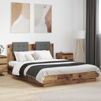 Bed Frame with LED without Mattress 140x200 cm Old wood