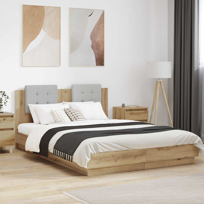 Bed Frame with LED without Mattress 120x200 cm Artisan oak