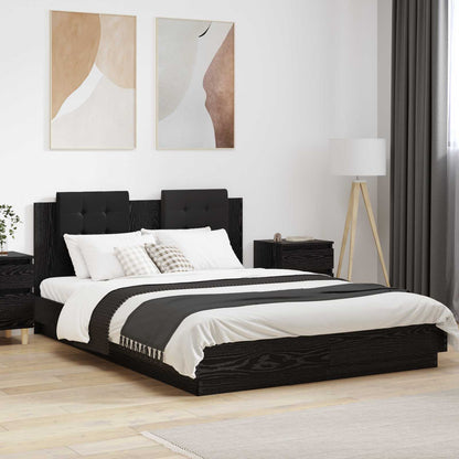 Bed Frame with LED without Mattress 120x200 cm Black oak