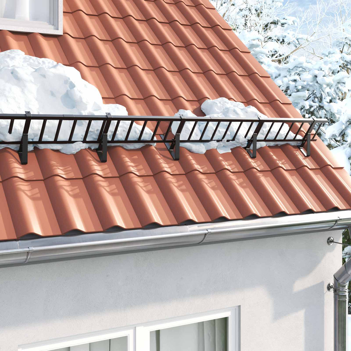 Roof Snow Guard 100 x 29.5 x 34.5 cm Steel Black 300 cm