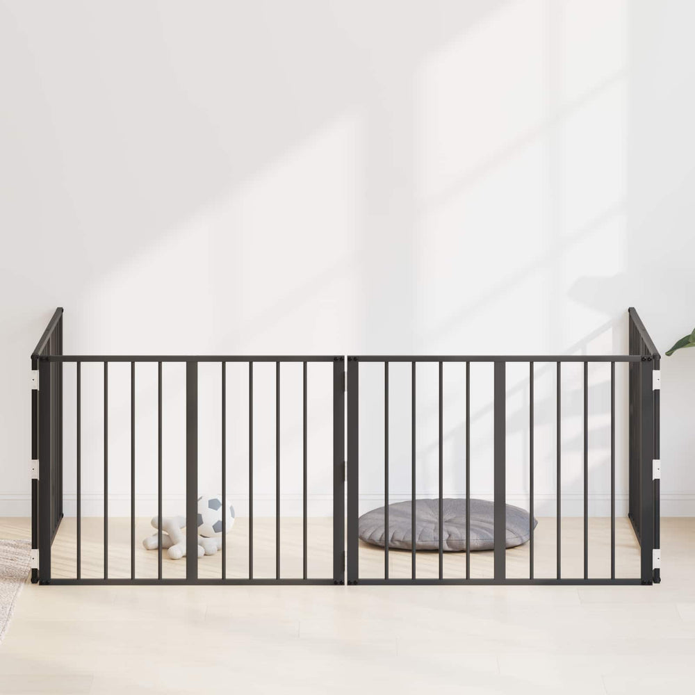 vidaXL Dog Gate Black Galvanised Steel Width 80 cm