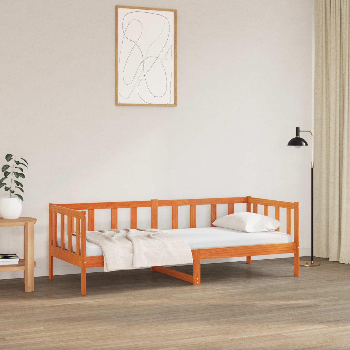 Day Bed without Mattress Solid Wood Pine Wax brown 80 cm 200 cm