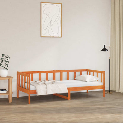 Day Bed without Mattress Solid Wood Pine Wax brown 90 cm 190 cm