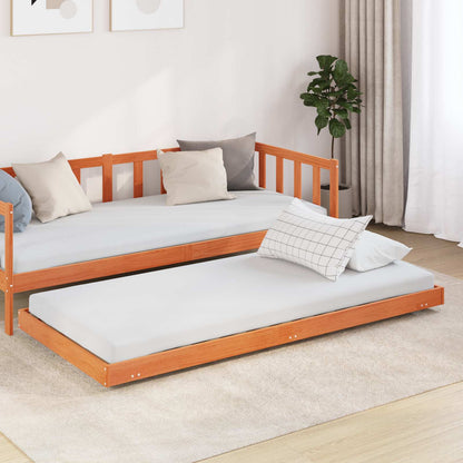 Bed Frame without Mattress Solid Wood Pine Wax brown