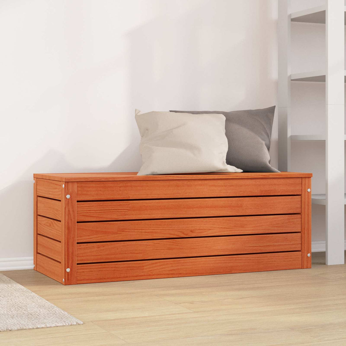 Storage Box 89x36,5x33 cm Solid Wood Pine Wax brown 109 x 36.5 x 33 cm