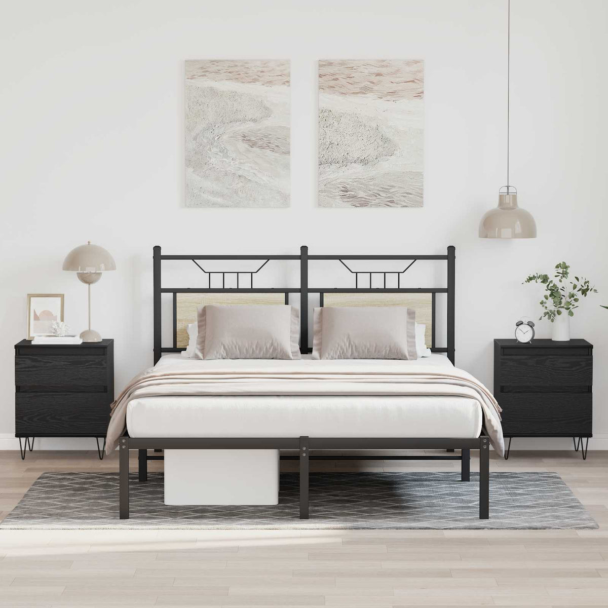 Bedside Cabinets 40x35x50 cm Engineered Wood Black oak