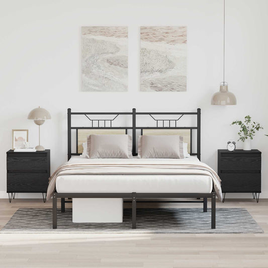 Bedside Cabinets 40x35x50 cm Engineered Wood Black oak